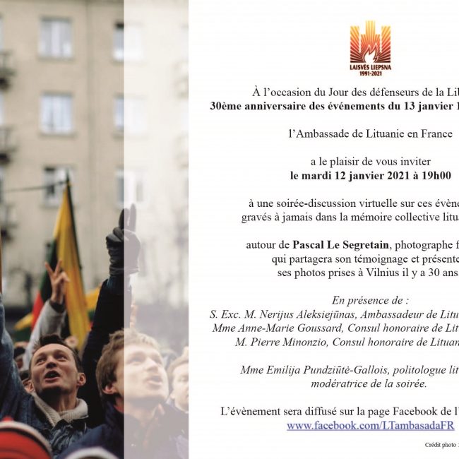 Commémoration virtuelle du 30ème anniversaire des événements du 13 janvier 1991 à Vilnius