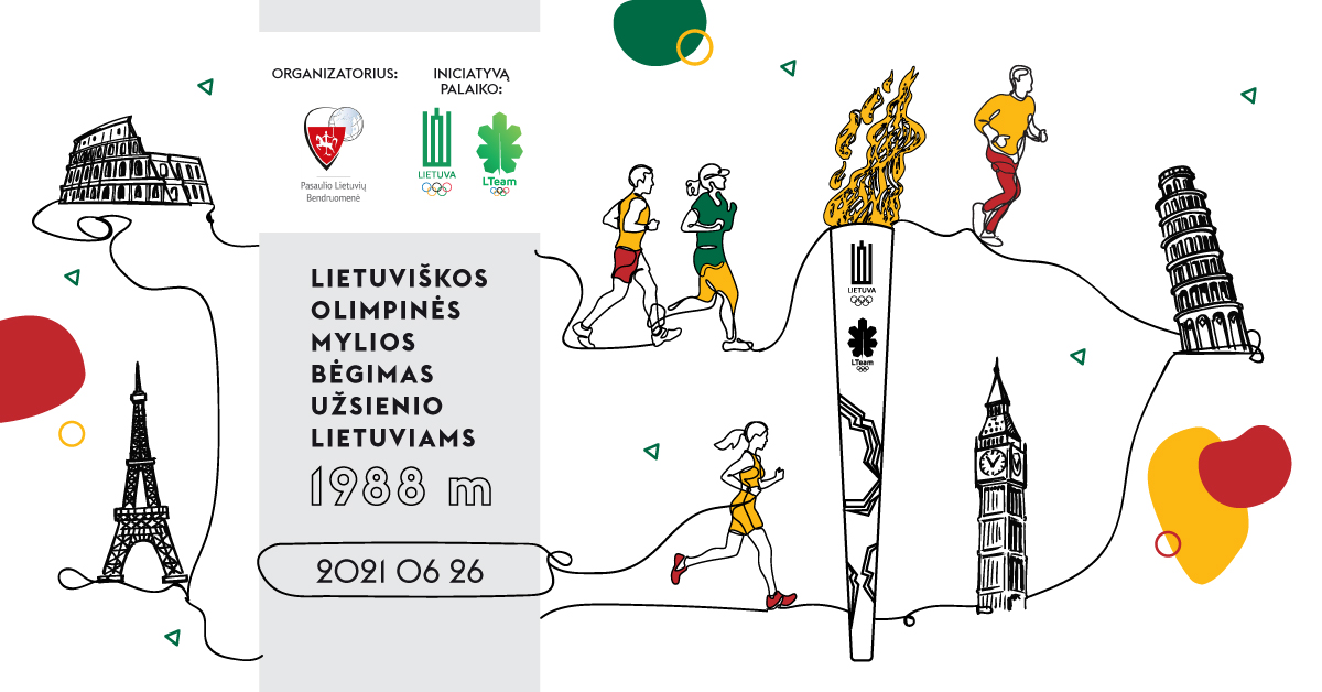 Birželio 21-27 d. kviečiame visus pasaulio lietuvius dalyvauti virtualiame lietuviškos olimpinės mylios bėgime!