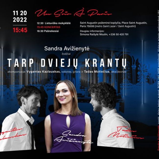 Koncertas ”Tarp dviejų krantų” Paryžiuje, lapkričio 20d. 15val45, Eglise Saint Augustin