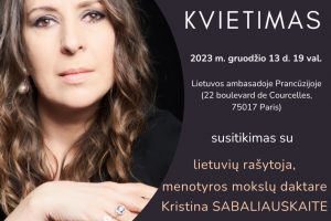 Kvietimas į susitikimą su rašytoja, menotyros mokslų daktare Kristina Sabaliauskaite