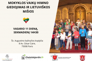 Tradicinis J.Petrošiaus mokyklos vaikų himno giedojimas ir lietuviškos mišios