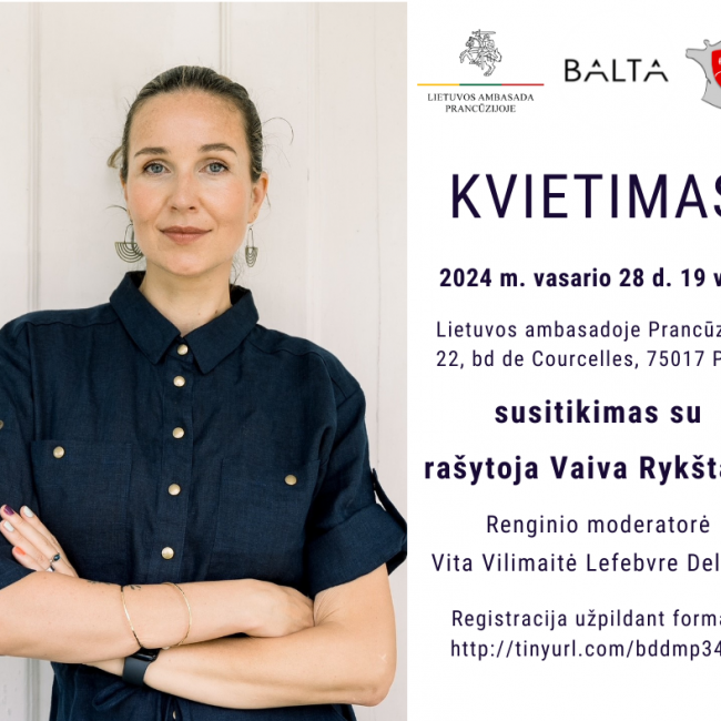 Kvietimas į susitikimą su rašytoja Vaiva Rykštaite