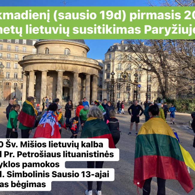 Pirmasis 2025 metų lietuvių susitikimas Paryžiuje Sausio 19d. (sekmadienį)