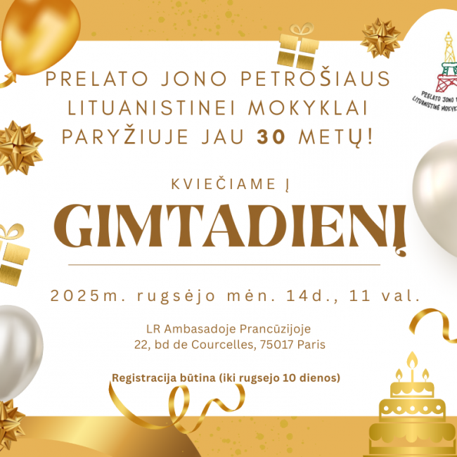 Prelato Jono Petrošiaus lituanistinei mokyklai Paryžiuje jau 30 metų!
