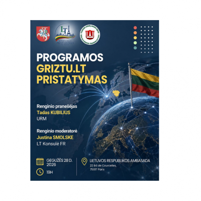 „Grįžtu LT“ programos pristatymas ir susitikimas Paryžiuje