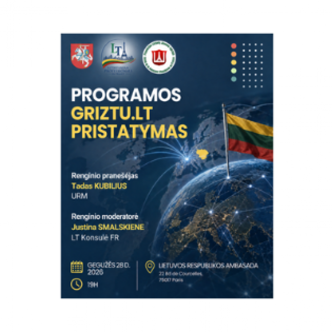 „Grįžtu LT“ programos pristatymas ir susitikimas Paryžiuje