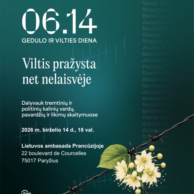 Kviečiame minėti Gedulo ir vilties dieną Paryžiuje ir prisijungti prie akcijos „Atminties neištremsi“