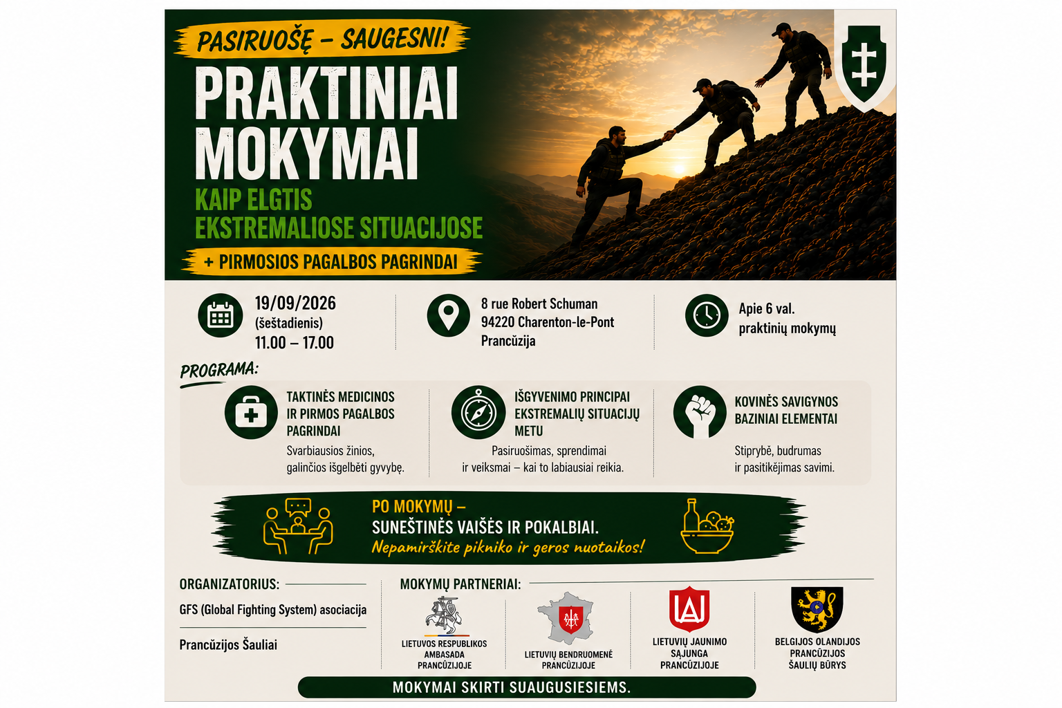 PASIRUOŠĘ – SAUGESNI! Praktiniai mokymai Charenton-le-Pont (94)