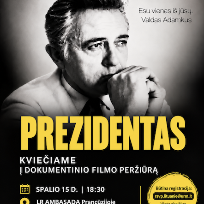 KVIEČIAME Į DOKUMENTINIO FILMO „PREZIDENTAS” PERŽIŪRĄ